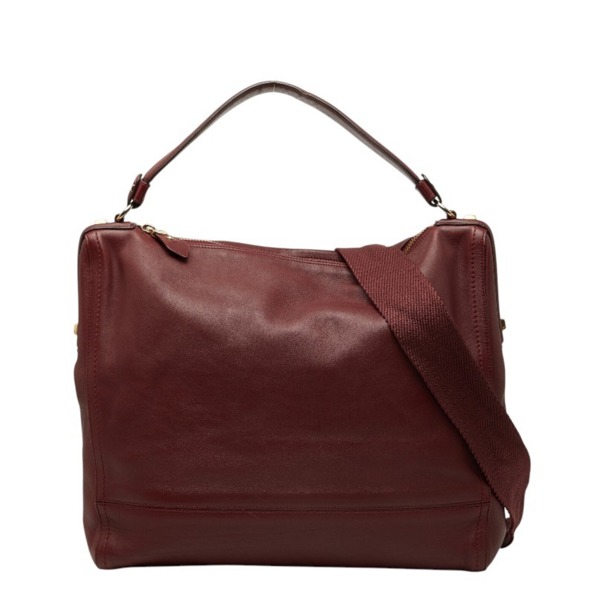 Salvatore Ferragamo Handbag Shoulder Bag 2-Way Wine Red Bordeaux Leather Women's